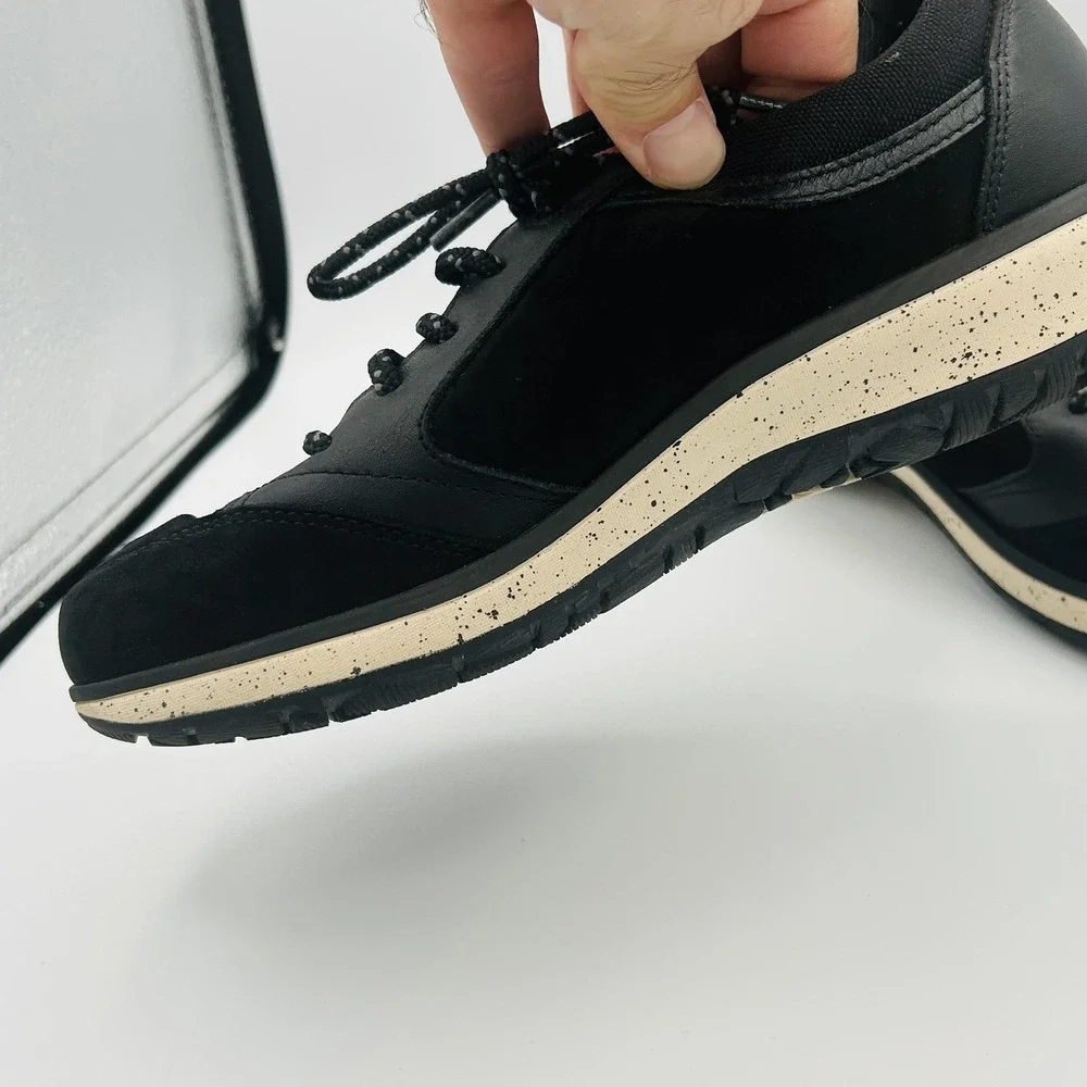 SAS Walking Shoes Mens Size 7.5 M Black Leather Suede Mesh Comfort Lace Up